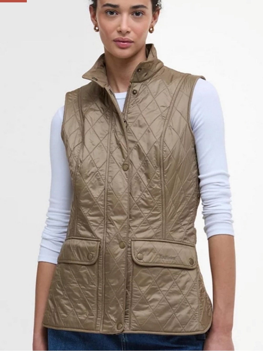 Barbour Wray Gilet Vest Quilted Khaki Quilted Fleece Lined Women's 12